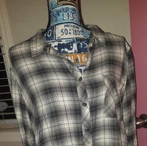 Denver Hayes Grey Plaid Shirt Size XL